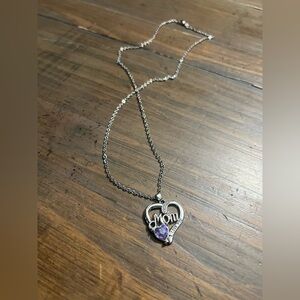 Mom I Love You silver heart necklace 24 inch